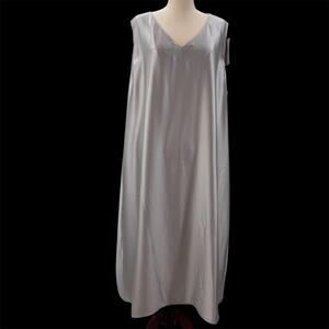 NWT Marina Rinaldi Dono Satin Crepe Maxi Dress Silver Glams Minimalist Plus 24